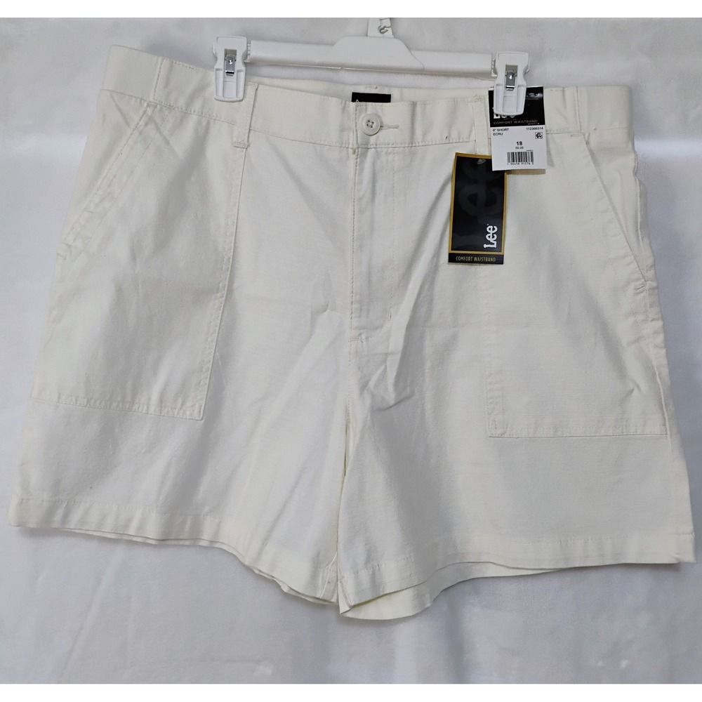 Lee Comfort Waistband Womens 18 Shorts Ecru Off White Cotton 6" Inseam N